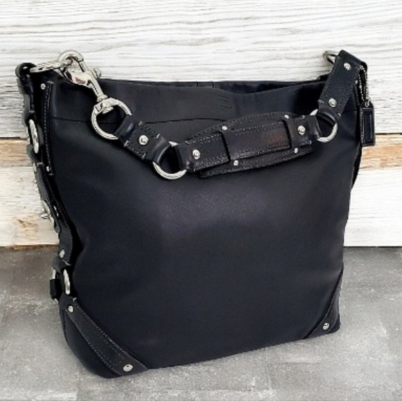 Coach Large Black Leather Carly Shoulder/Hobo Bag 10616 - Picture 1 of 13